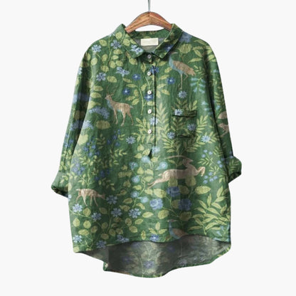 Women's Floral Blouse Short Sleeve Woven