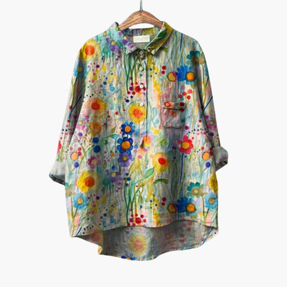 Women's Floral Blouse Short Sleeve Woven