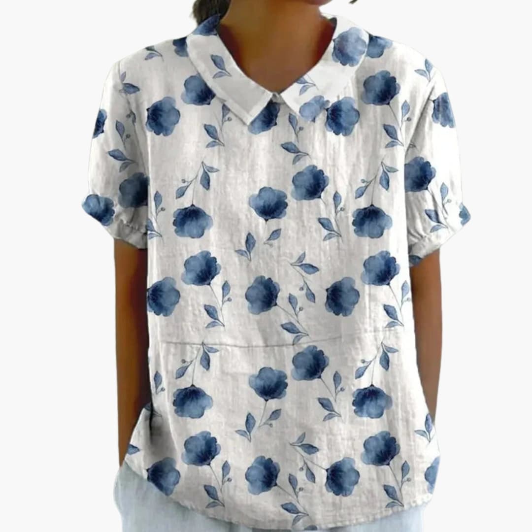 Women's Floral Blouse Short Sleeve Blend