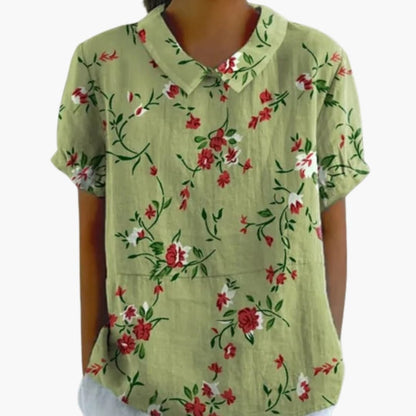 Women's Floral Blouse Short Sleeve Blend