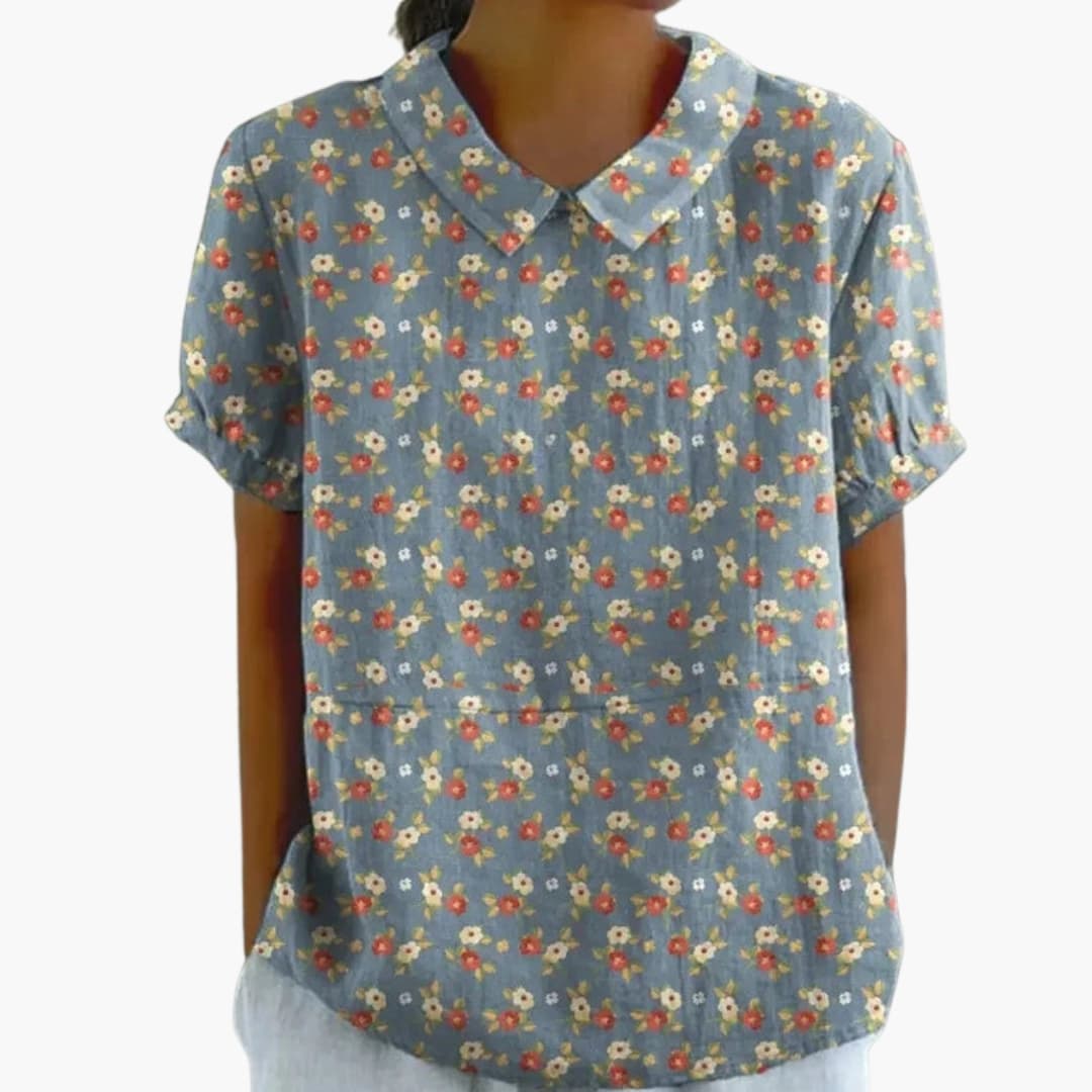 Women's Floral Blouse Short Sleeve Blend
