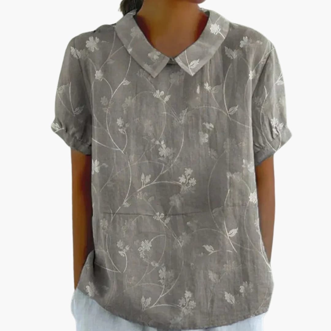 Women's Floral Blouse Short Sleeve Blend