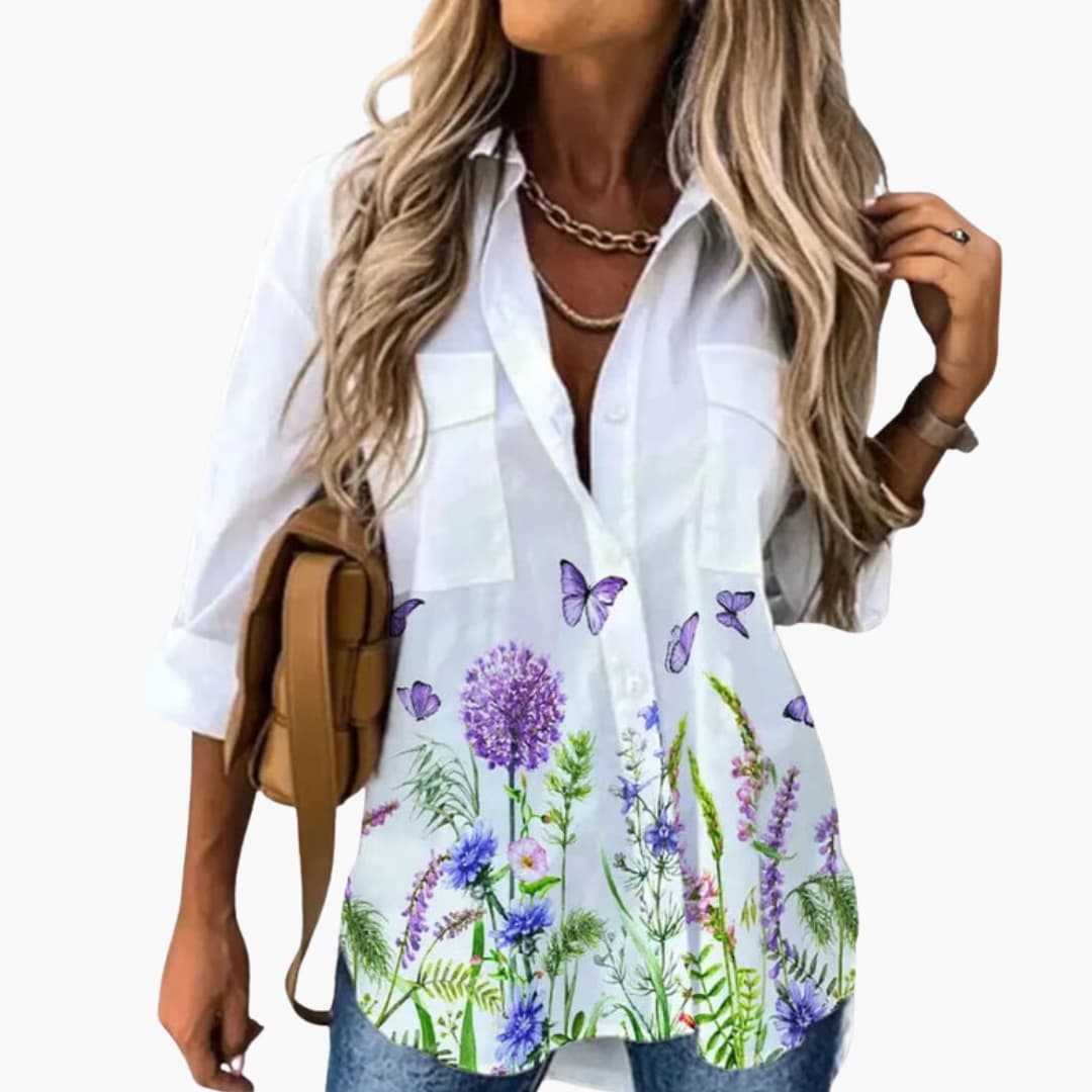 Women's Long Sleeve Blouse Floral Print Woven