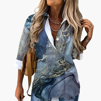 Women's Long Sleeve Blouse Floral Print Woven