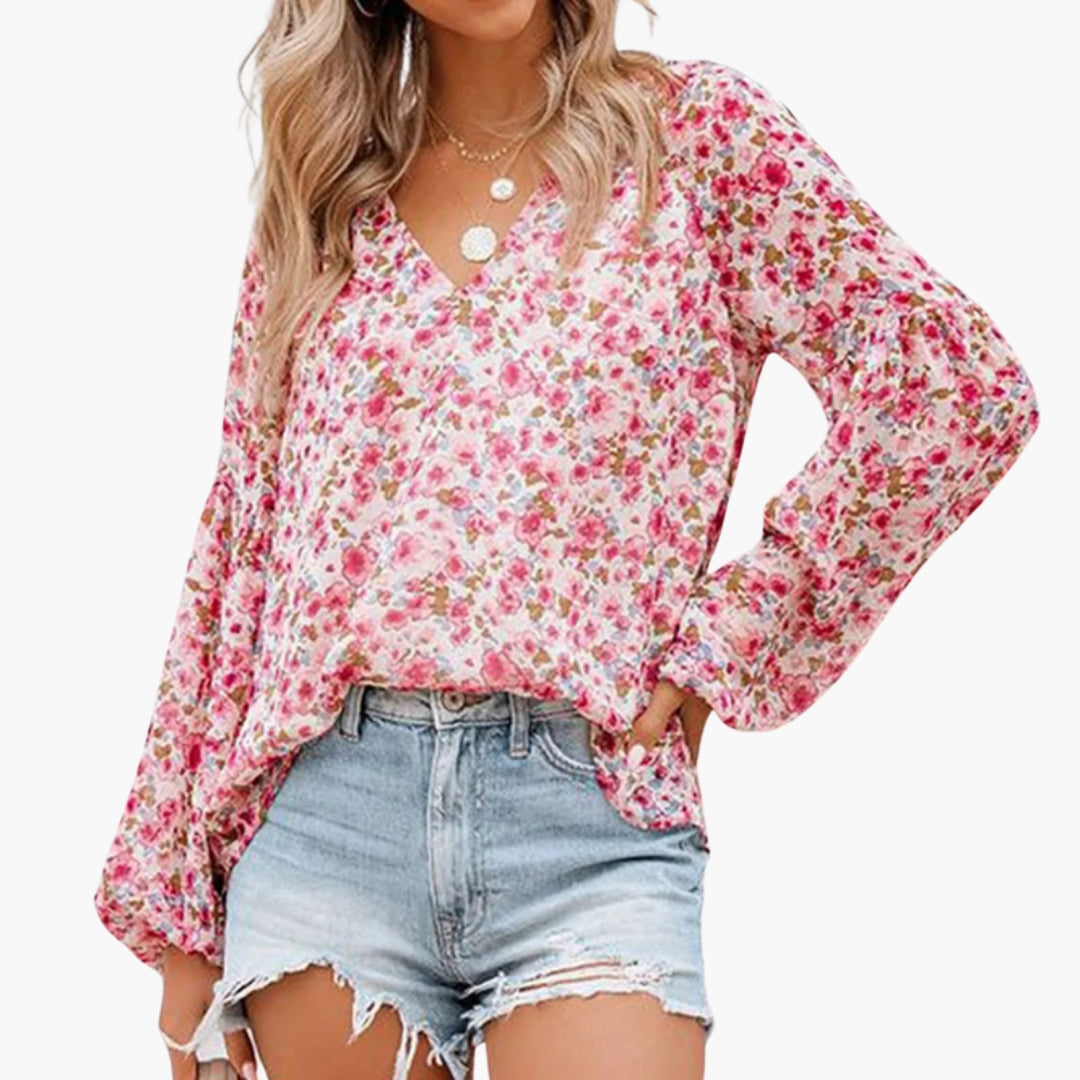 Women's Short Sleeve Blouse Floral Print - VibreMode