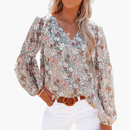 Women's Short Sleeve Blouse Floral Print