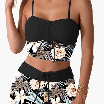 Women's Floral Ruffle Bikini Set Swim Shorts - VibreMode