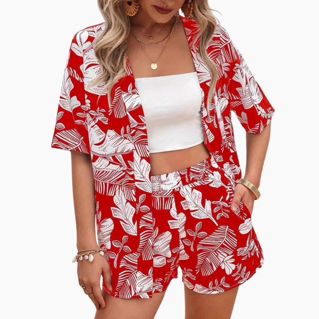 Women's Floral Two-Piece Summer Outfit Set
