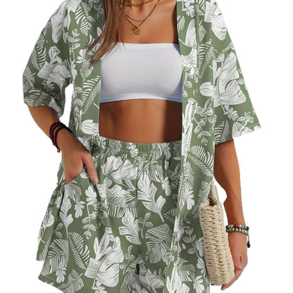 Women's Floral Two-Piece Summer Outfit Set