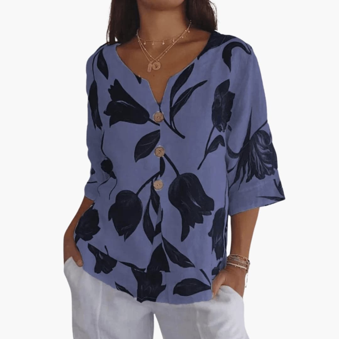 Women's Floral Short Sleeve Blouse Woven