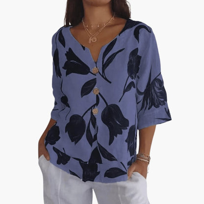 Women's Floral Short Sleeve Blouse Woven