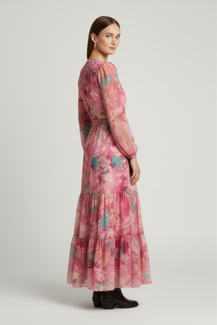 Women's Maxi Wrap Dress Tie Waist