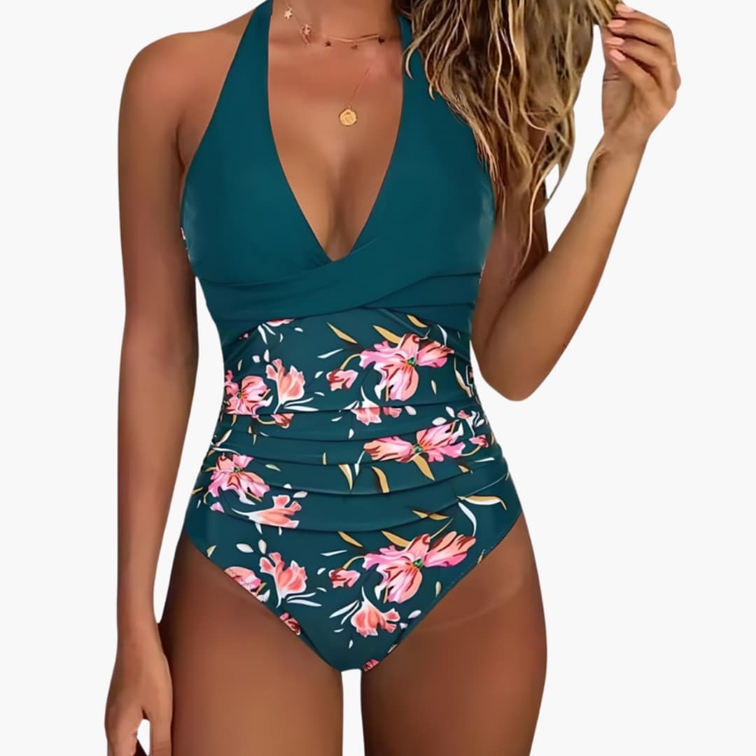 Women's Halter One Piece Swimsuit High Cut Leg