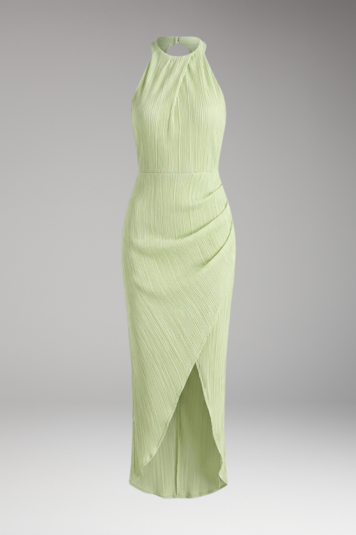 Women's Split Long Dress Halter Neck Back Cutout - VibreMode