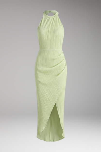 Women's Split Long Dress Halter Neck Back Cutout - VibreMode