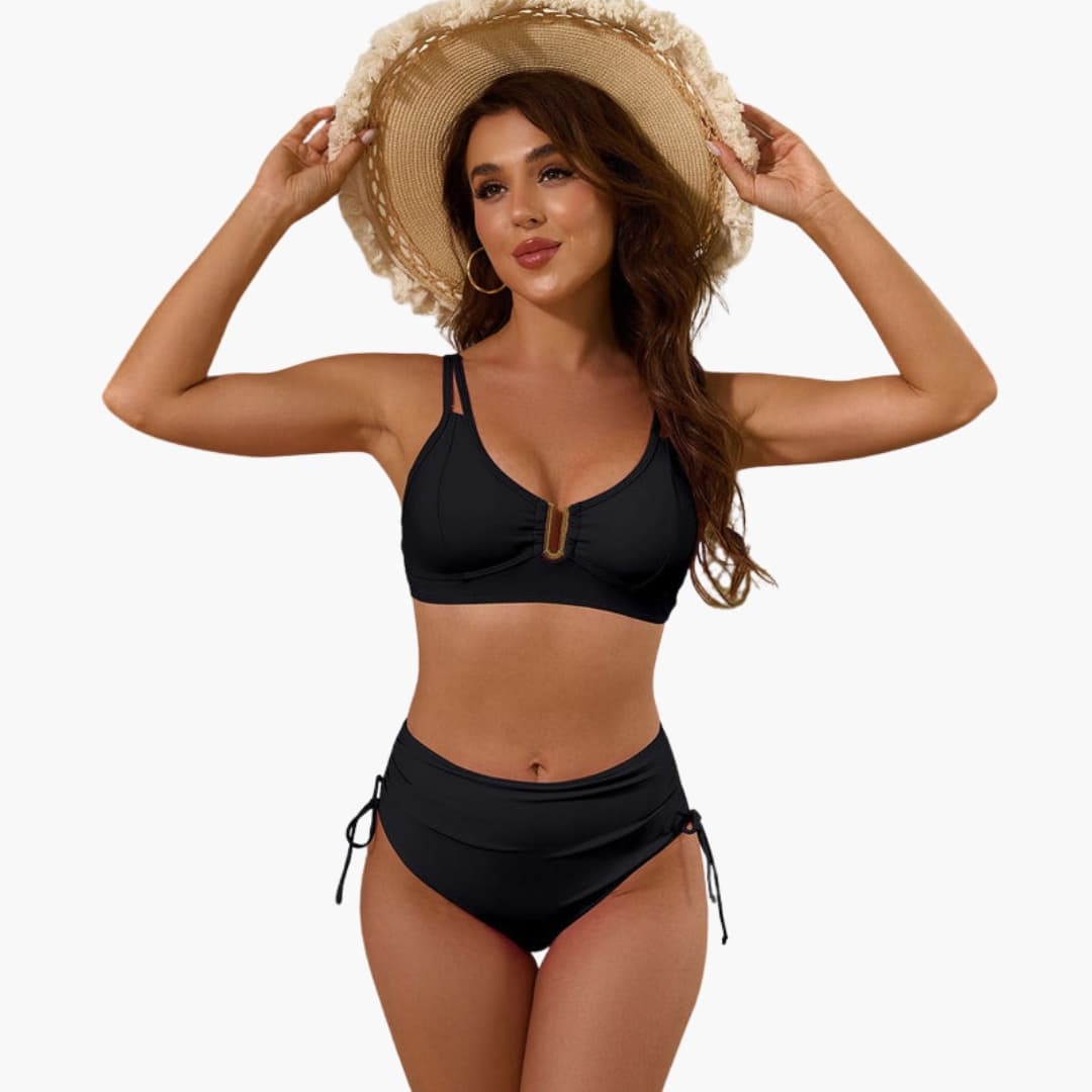 Women's High Waisted Bikini Split Strap Set - VibreMode