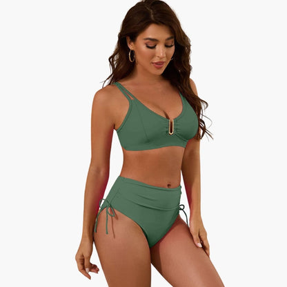 Women's High Waisted Bikini Split Strap Set