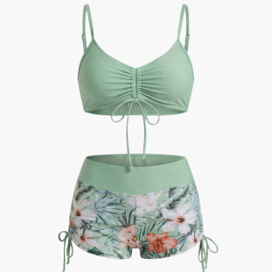 Women's Floral Two Piece High Waisted Bikini Set