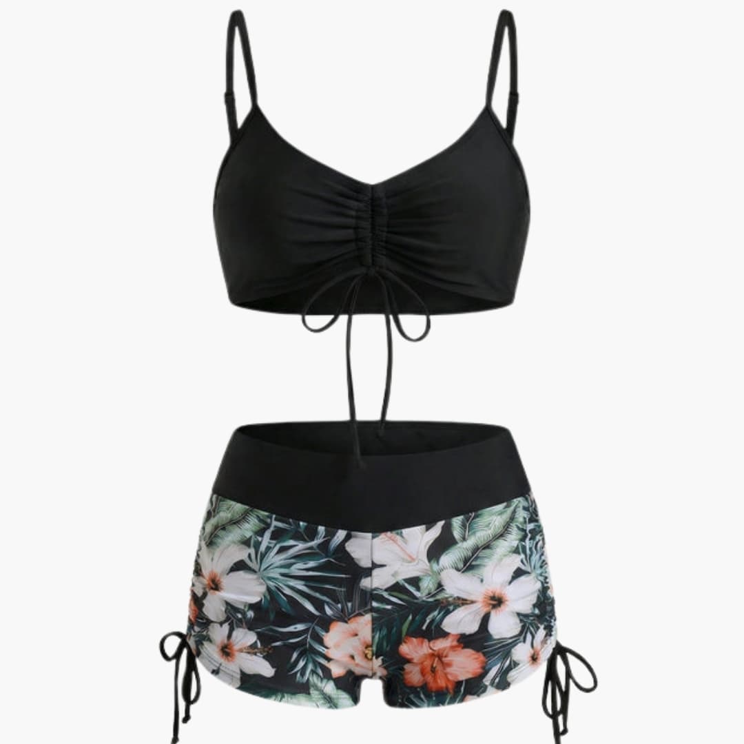 Women's Floral Two Piece High Waisted Bikini Set
