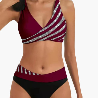Women's High Waisted Glitter Bikini Set