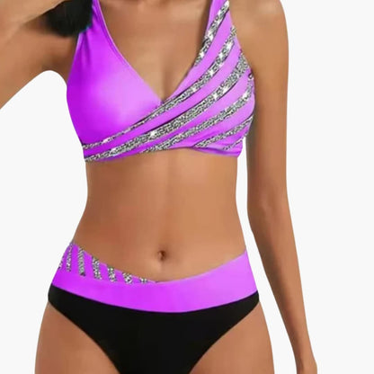 Women's High Waisted Glitter Bikini Set - VibreMode