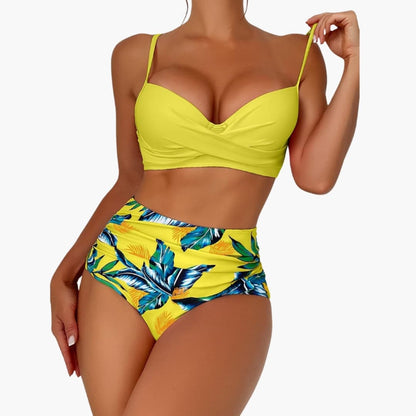 Women's High Waisted Padded Push Up Bikini Set