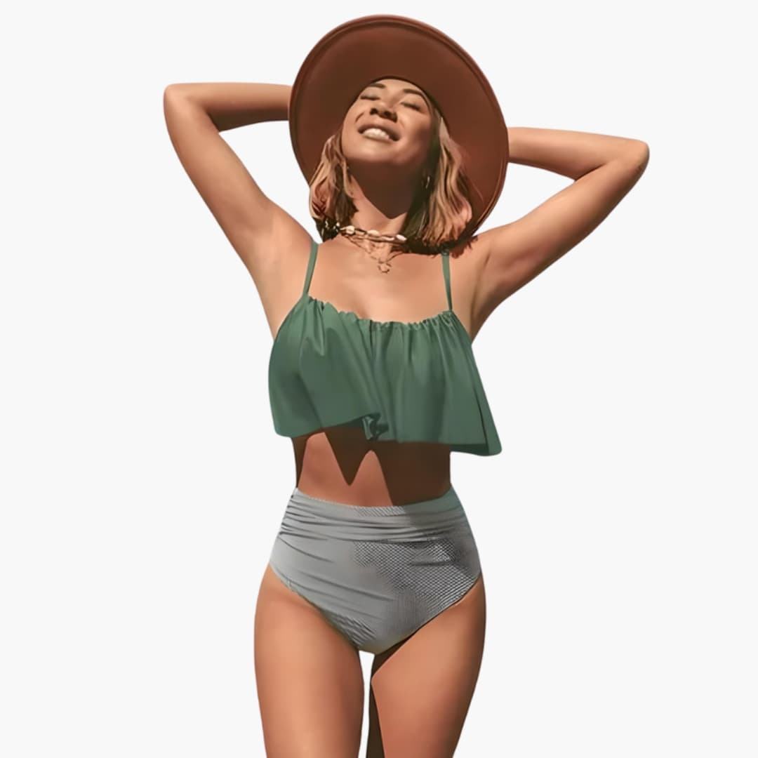 Women's High Waisted Ruffle Bikini Adjustable Straps