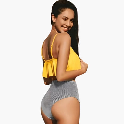 Women's High Waisted Ruffle Bikini Adjustable Straps