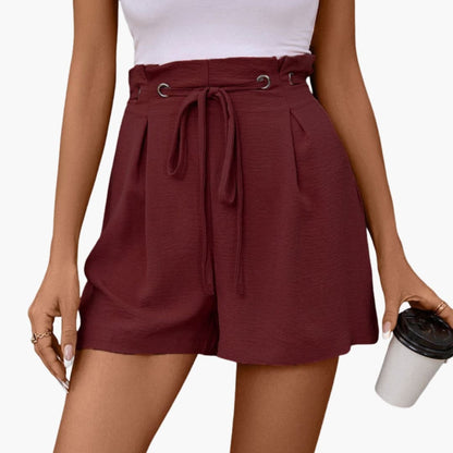 Women's High Waisted Pleated Shorts Straight Leg
