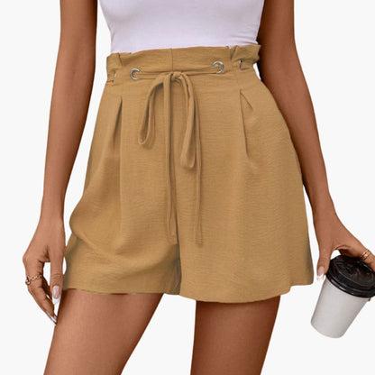 Women's High Waisted Pleated Shorts Straight Leg