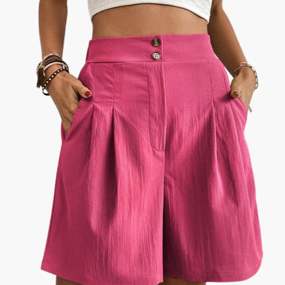 Women's Wide Leg Shorts High-Rise Cotton Side Pockets