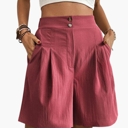 Women's Wide Leg Shorts High-Rise Cotton Side Pockets