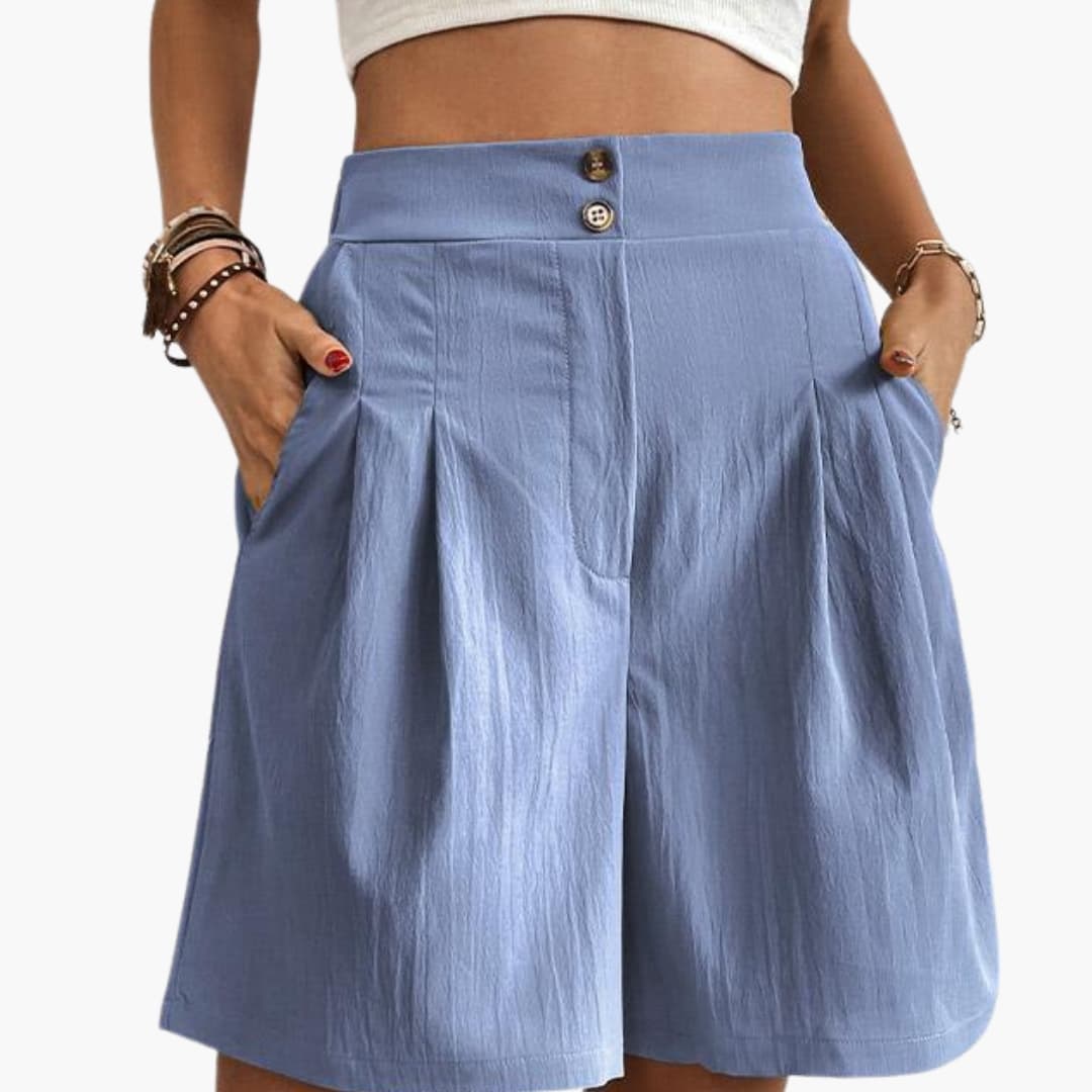 Women's Wide Leg Shorts High-Rise Cotton Side Pockets