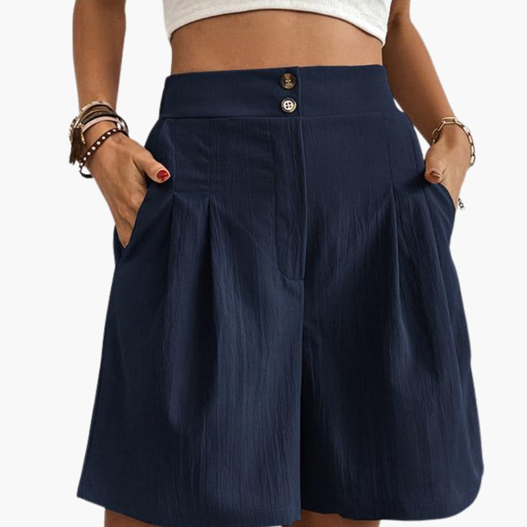 Women's Wide Leg Shorts High-Rise Cotton Side Pockets