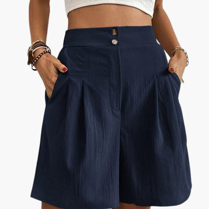 Women's Wide Leg Shorts High-Rise Cotton Side Pockets