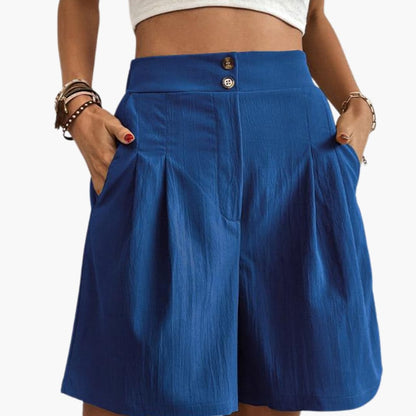 Women's Wide Leg Shorts High-Rise Cotton Side Pockets