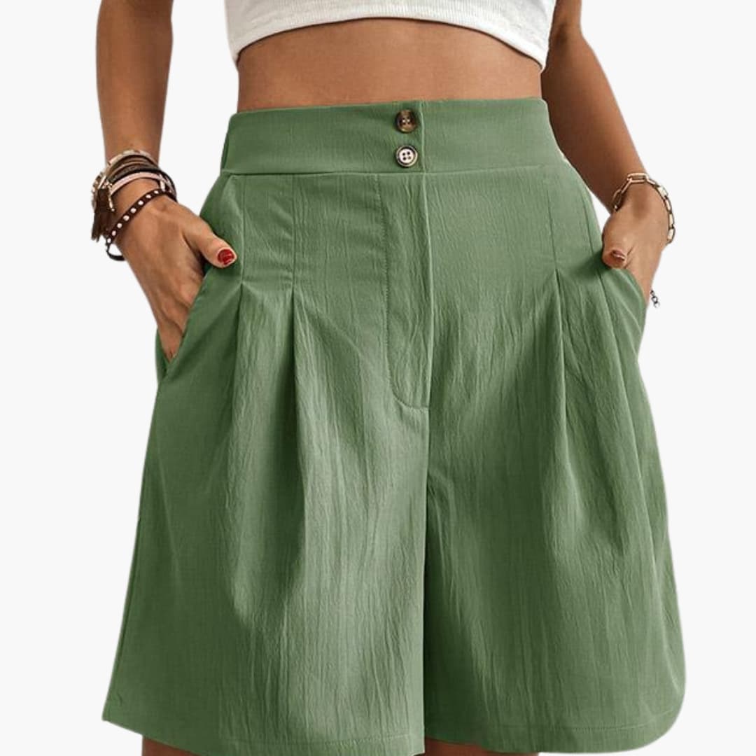 Women's Wide Leg Shorts High-Rise Cotton Side Pockets