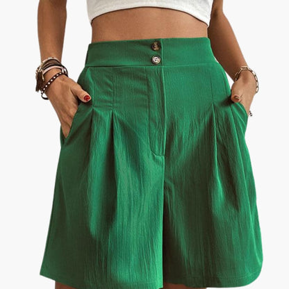 Women's Wide Leg Shorts High-Rise Cotton Side Pockets