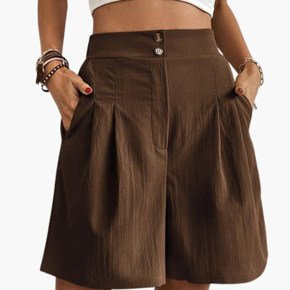 Women's Wide Leg Shorts High-Rise Cotton Side Pockets