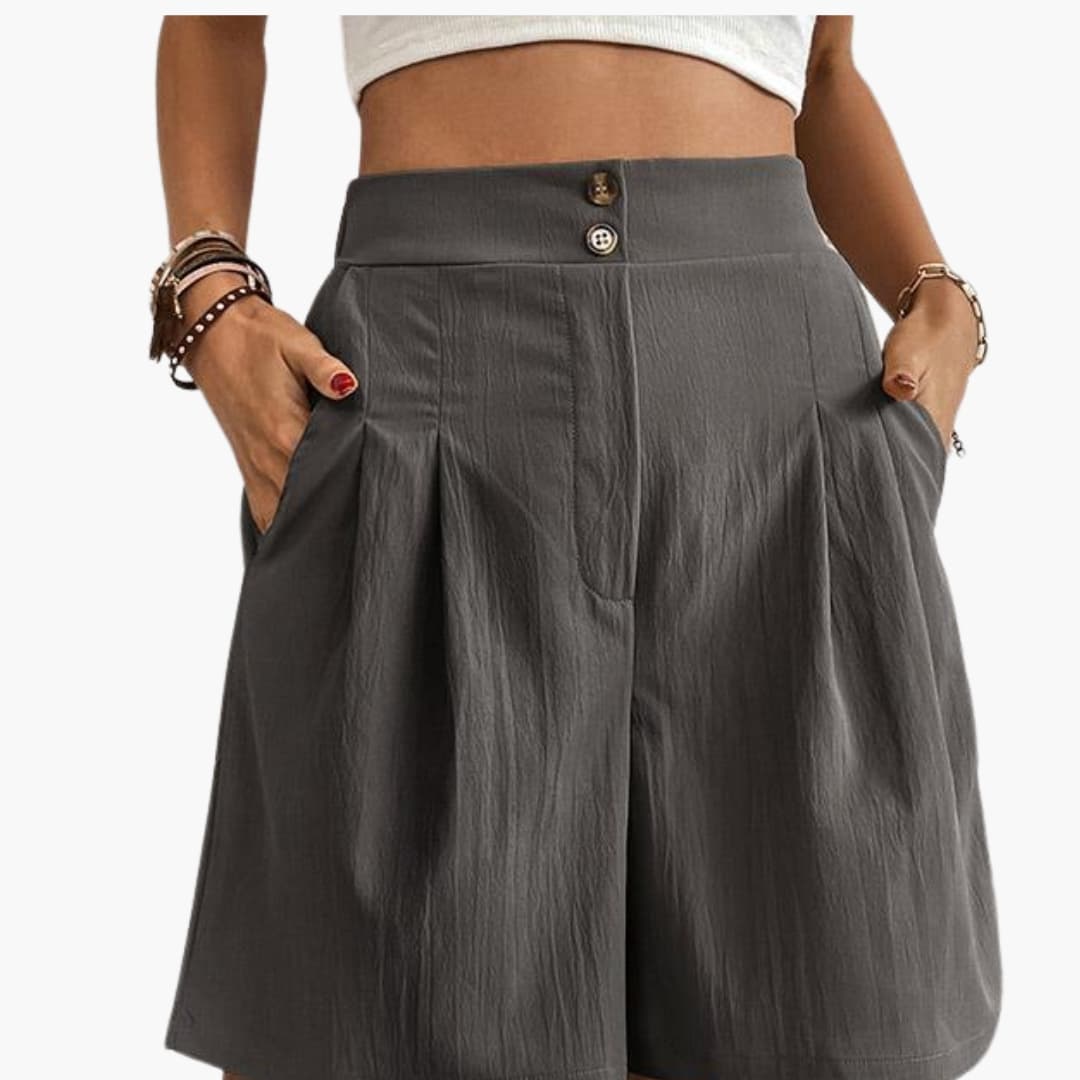Women's Wide Leg Shorts High-Rise Cotton Side Pockets