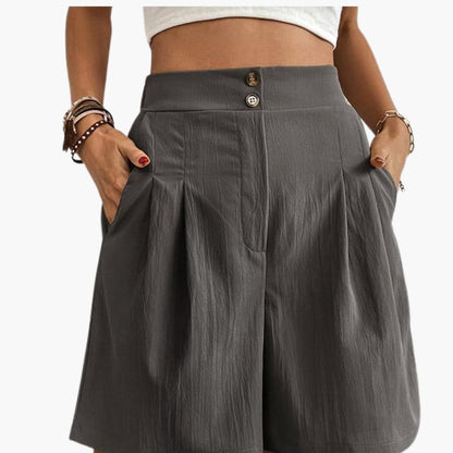 Women's Wide Leg Shorts High-Rise Cotton Side Pockets
