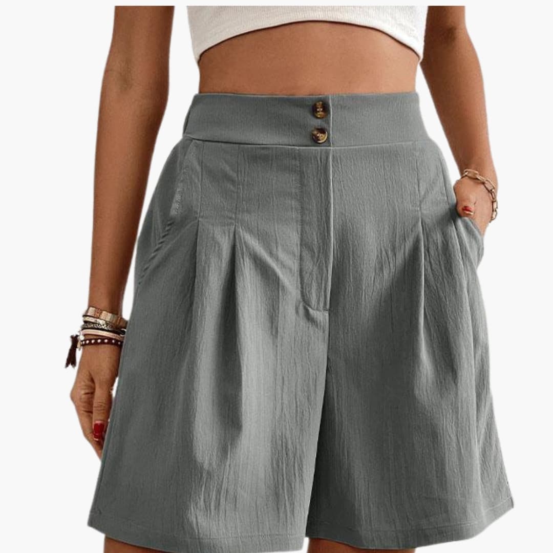 Women's Wide Leg Shorts High-Rise Cotton Side Pockets