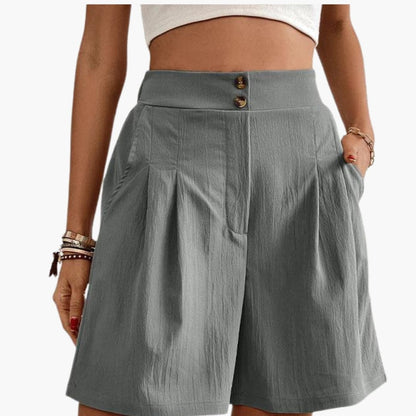 Women's Wide Leg Shorts High-Rise Cotton Side Pockets