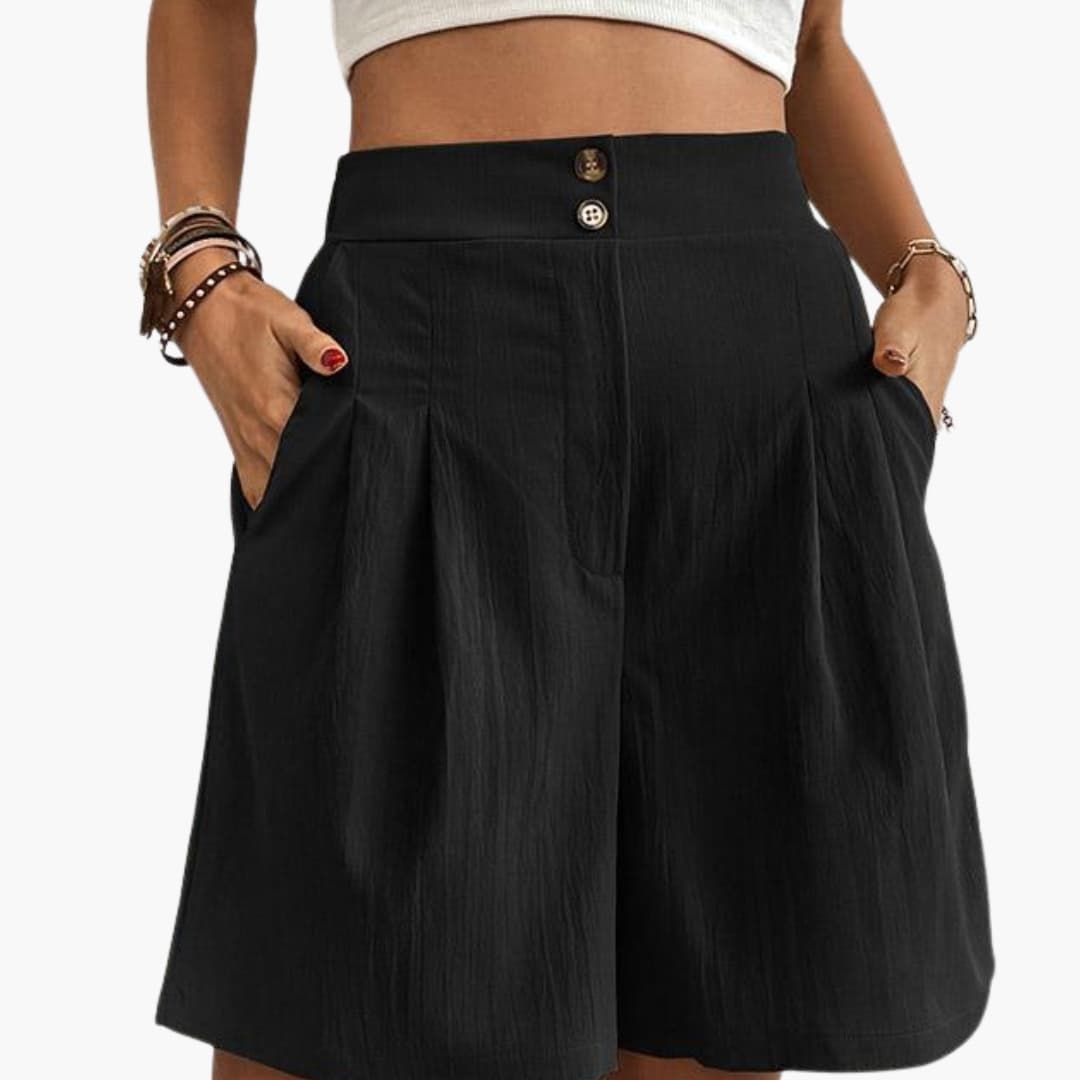 Women's Wide Leg Shorts High-Rise Cotton Side Pockets