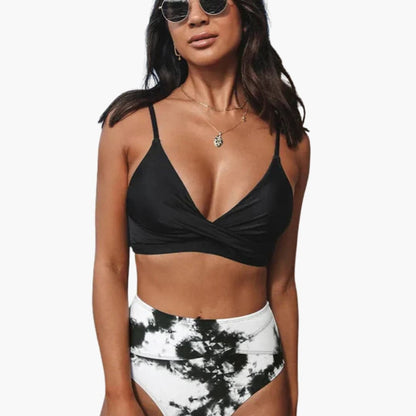 Women's High-Waisted Bikini Set Scoop Neck