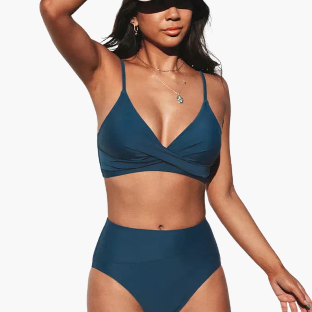Women's High-Waisted Bikini Set Scoop Neck