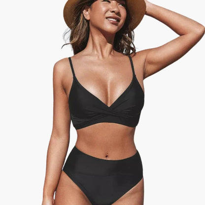 Women's High-Waisted Bikini Set Scoop Neck