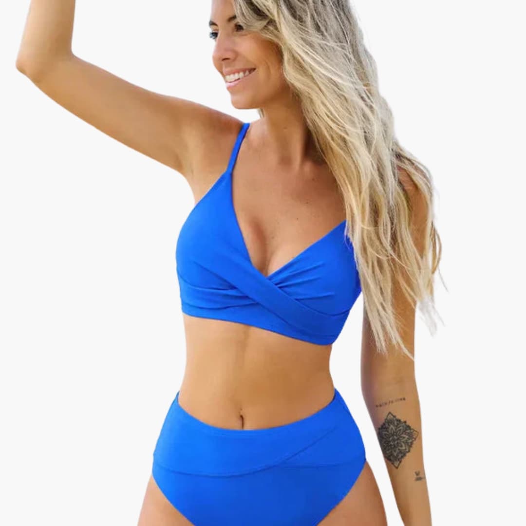 Women's High-Waisted Bikini Set Scoop Neck