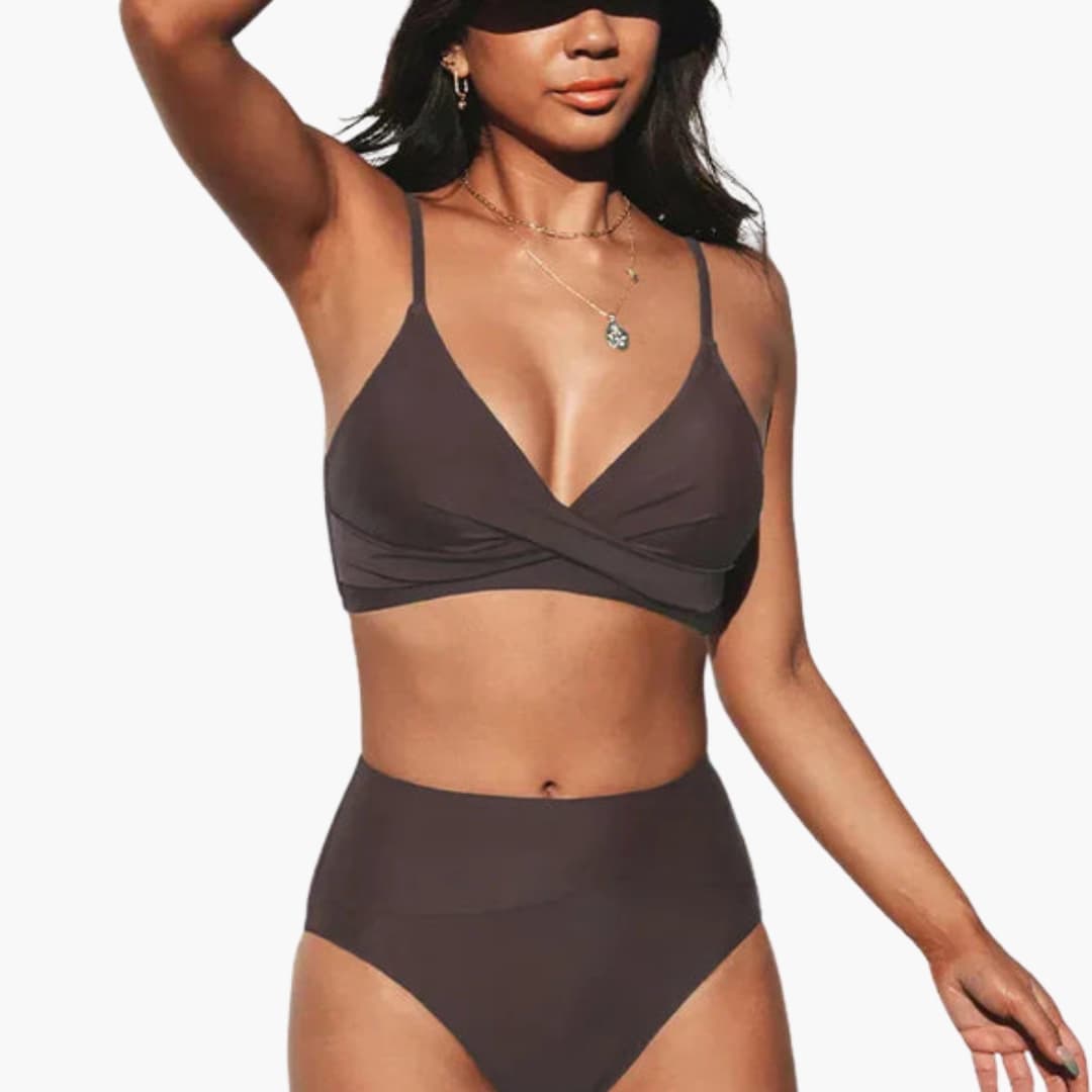 Women's High-Waisted Bikini Set Scoop Neck
