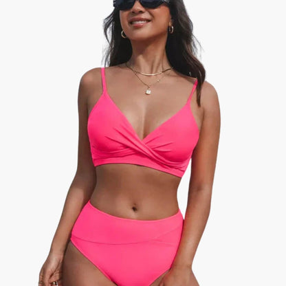 Women's High-Waisted Bikini Set Scoop Neck